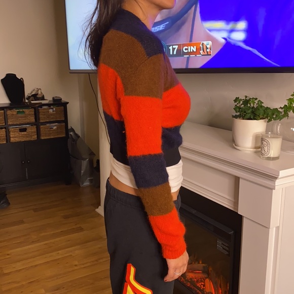 Rag & Bone Petra Striped Pullover Sweater, Fiery Red - Picture 3 of 6